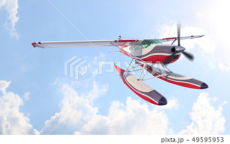 Retro seaplane illustration. 3D render 49595953
