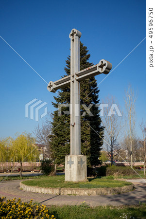 Cross in island public park Freedom in Pazardzhik 49596750