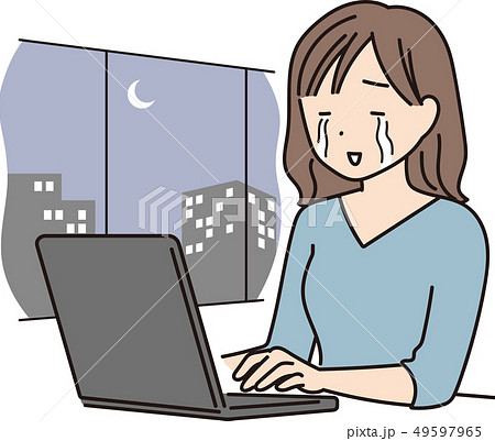 残業する女性 残業する女性 49597965