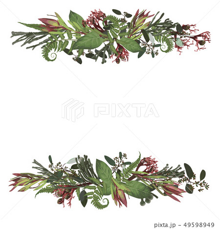 Set of arc, wreath. Greenery and leaves, branches, 49598949