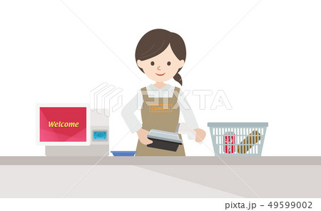 コンビニ レジ作業のイラスト素材