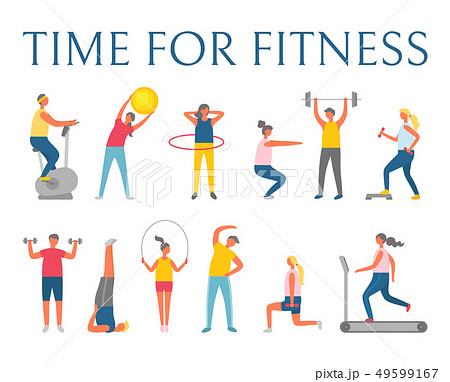 People Doing Exercise, Time for Fitness Vectorのイラスト素材 [49599167] - PIXTA