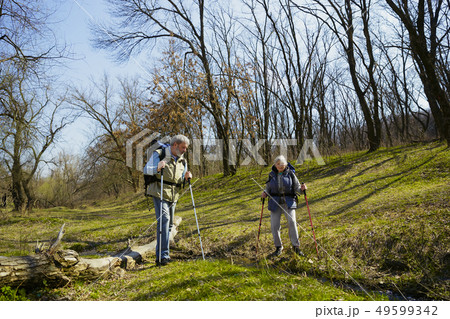 Travel and tourism. Family couple enjoying walk together 49599342