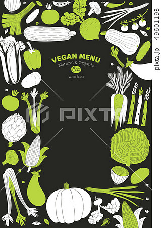 Fun hand drawn vegetables design template. Food 49601193
