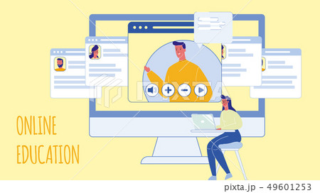 Online Education Flat Vector Web Banner Template Online Education Flat Vector Web Banner Template 49601253
