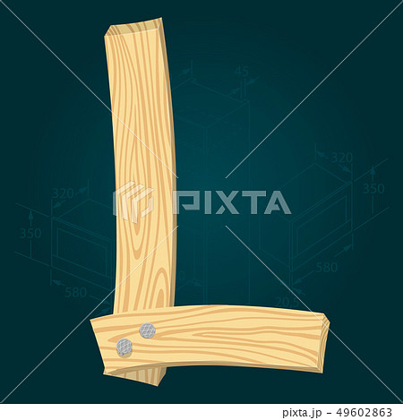 Font from wooden boards, letter L 49602863