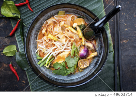 Thai kaeng phet red curry with vegetables  49603714