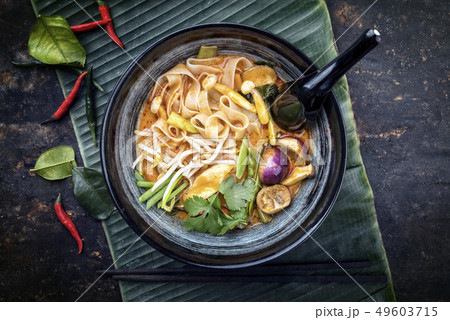 Thai kaeng phet red curry with vegetables  49603715