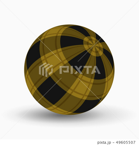 yellow, black tartan ball with stripes and shadow 49605507