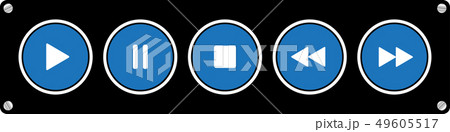 blue, white round music control buttons set blue, white round music control buttons set 49605517