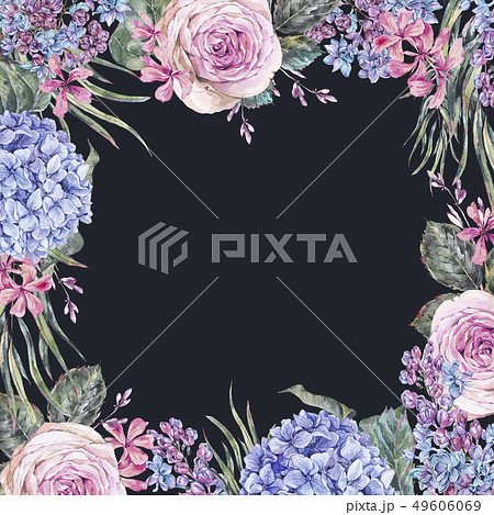 Watercolor vintage floral illustration with roses, Watercolor vintage floral illustration with roses, 49606069