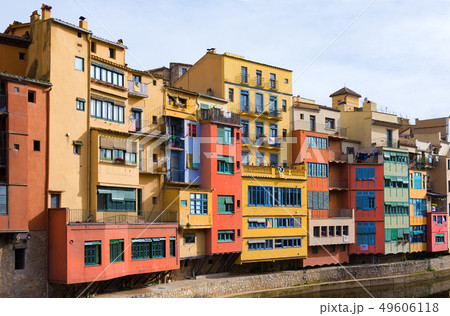 Colorful houses of Girona in center of city Colorful houses of Girona in center of city 49606118