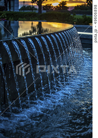 Water fountain with water jets falling Water fountain with water jets falling 49606898