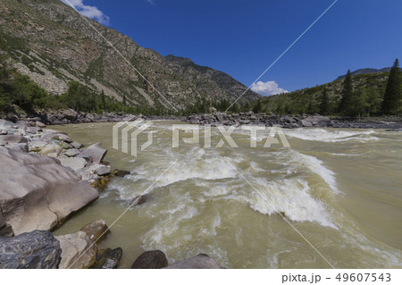 Rapid current of the Chuya River 49607543