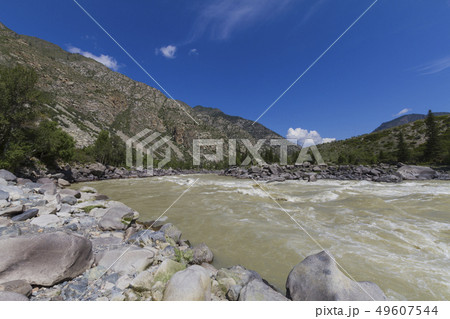 Rapid current of the Chuya River Rapid current of the Chuya River 49607544