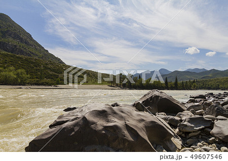 Rapid current of the Chuya River 49607546