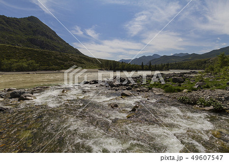 Rapid current of the Chuya River 49607547