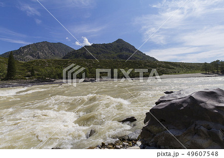 Rapid current of the Chuya River 49607548