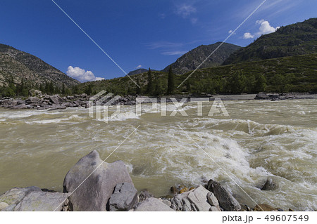Rapid current of the Chuya River 49607549