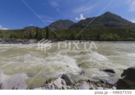 Rapid current of the Chuya River 49607550