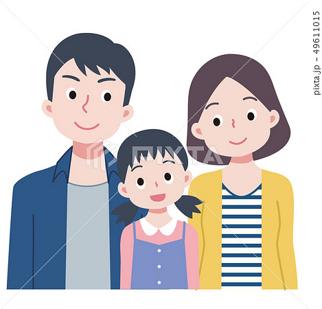 親子 3人家族のイラスト素材