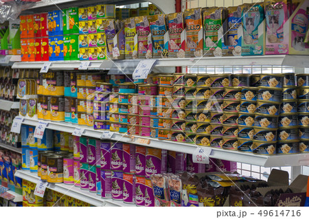 Many types of pet food in pet shop 49614716