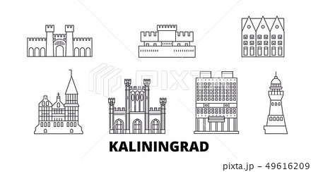Russia, Kaliningrad line travel skyline set. Russia, Kaliningrad outline city vector illustration 49616209