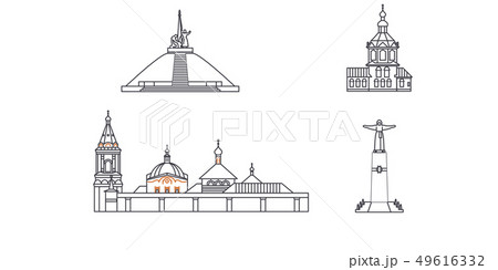Russia, Cheboksary line travel skyline set. Russia, Cheboksary outline city vector illustration 49616332