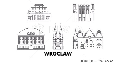 Poland, Wroclaw line travel skyline set. Poland, Wroclaw outline city vector illustration, symbol 49616532