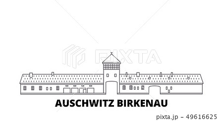 Poland, Auschwitz Birkenau line travel skyline...のイラスト素材 [49616625] - PIXTA
