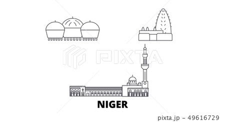 Niger Line Travel Skyline Set Niger Outline のイラスト素材