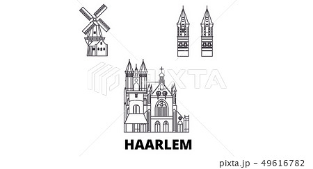Netherlands, Haarlem line travel skyline set. Netherlands, Haarlem outline city vector illustration 49616782