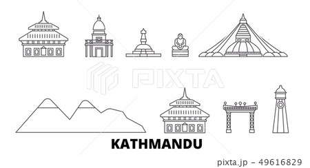 Nepal, Kathmandu line travel skyline set. Nepal, Kathmandu outline city vector illustration, symbol 49616829