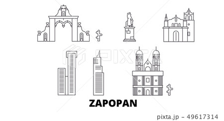 Mexico, Zapopan line travel skyline set. Mexico, Zapopan outline city vector illustration, symbol Mexico, Zapopan line travel skyline set. Mexico, Zapopan outline city vector illustration, symbol 49617314
