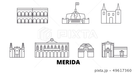 Mexico, Merida line travel skyline set. Mexico, Merida outline city vector illustration, symbol 49617360