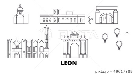 Mexico, Leon line travel skyline set. Mexico, Leon outline city vector illustration, symbol, travel Mexico, Leon line travel skyline set. Mexico, Leon outline city vector illustration, symbol, travel 49617389