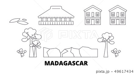 Madagascar line travel skyline set. Madagascar outline city vector illustration, symbol, travel 49617434