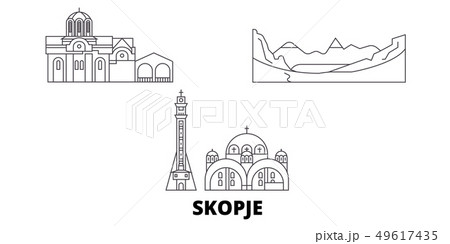 Macedonia, Skopje line travel skyline set. Macedonia, Skopje outline city vector illustration 49617435