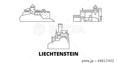 Liechtenstein line travel skyline set. Liechtenstein outline city vector illustration, symbol 49617452