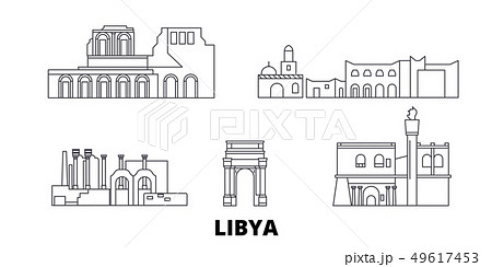 Libya line travel skyline set. Libya outline city vector illustration, symbol, travel sights 49617453