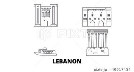 Lebanon line travel skyline set. Lebanon outline city vector illustration, symbol, travel sights Lebanon line travel skyline set. Lebanon outline city vector illustration, symbol, travel sights 49617454