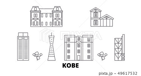 Japan, Kobe line travel skyline set. Japan, Kobe outline city vector illustration, symbol, travel 49617532