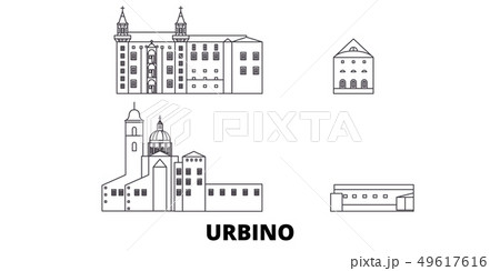 Italy, Urbino City line travel skyline set. Italy, Urbino City outline city vector illustration 49617616