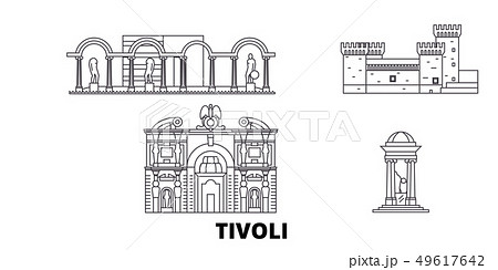Italy, Tivoli line travel skyline set. Italy, Tivoli outline city vector illustration, symbol Italy, Tivoli line travel skyline set. Italy, Tivoli outline city vector illustration, symbol 49617642