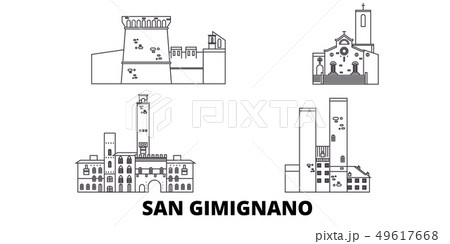 Italy, San Gimignano line travel skyline set. Italy, San Gimignano outline city vector illustration Italy, San Gimignano line travel skyline set. Italy, San Gimignano outline city vector illustration 49617668