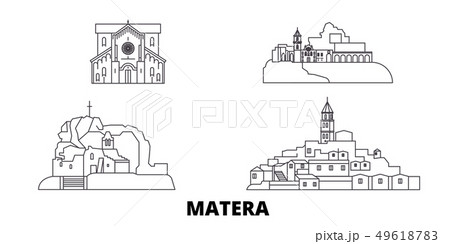 Italy, Matera line travel skyline set. Italy, Matera outline city vector illustration, symbol 49618783