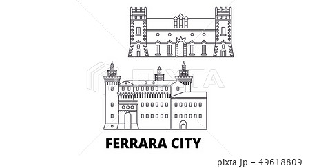 Italy, Ferrara City line travel skyline set. Italy, Ferrara City outline city vector illustration Italy, Ferrara City line travel skyline set. Italy, Ferrara City outline city vector illustration 49618809