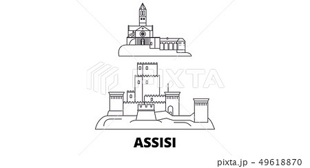 Italy, Assisi line travel skyline set. Italy, Assisi outline city vector illustration, symbol 49618870
