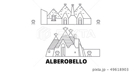 Italy, Alberobello line travel skyline set. Italy, Alberobello outline city vector illustration Italy, Alberobello line travel skyline set. Italy, Alberobello outline city vector illustration 49618903