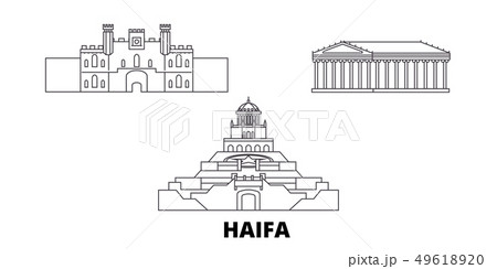 Israel, Haifa line travel skyline set. Israel, Haifa outline city vector illustration, symbol Israel, Haifa line travel skyline set. Israel, Haifa outline city vector illustration, symbol 49618920